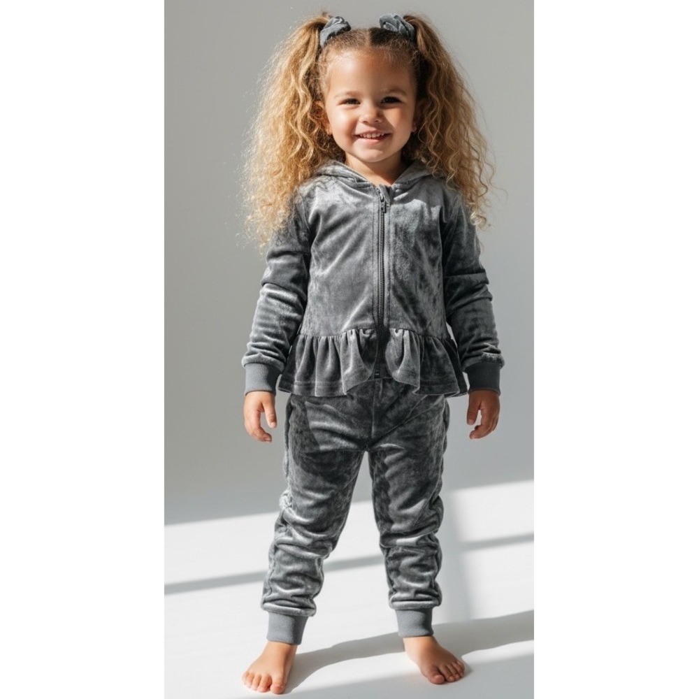 NEW Polarn O. Pyret Sweden velvet swan hoodie track suit 1-1.5 yrs